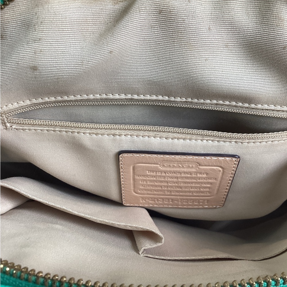 COACH VINTAGE #25671 HAND BAG GREEN PEYTON CORA DOMED SATCHEL PURSE‎ CROSSBODY - Picture 13 of 16